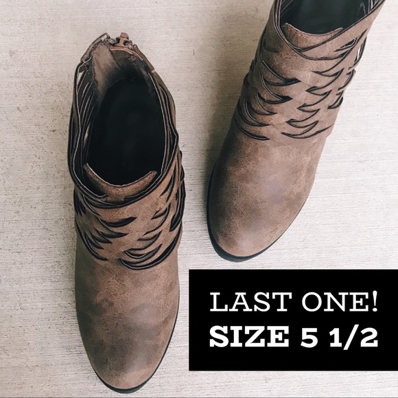Shoes - NEW! Washed Leather Basket Weave Ankle Bootie